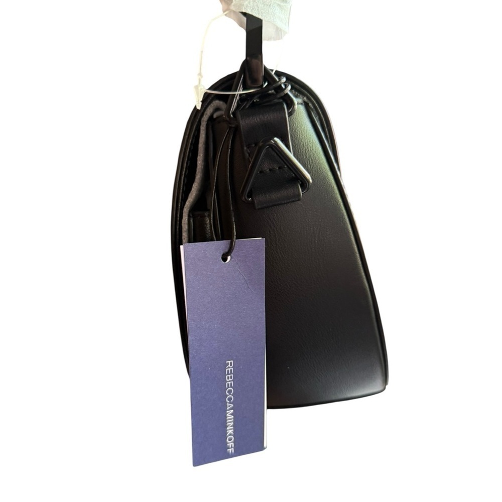 New ▶️ Rebecca Minkoff ◀️ Black Astor Saddle Bag Flap Open MSRP $295 - Picture 4 of 10